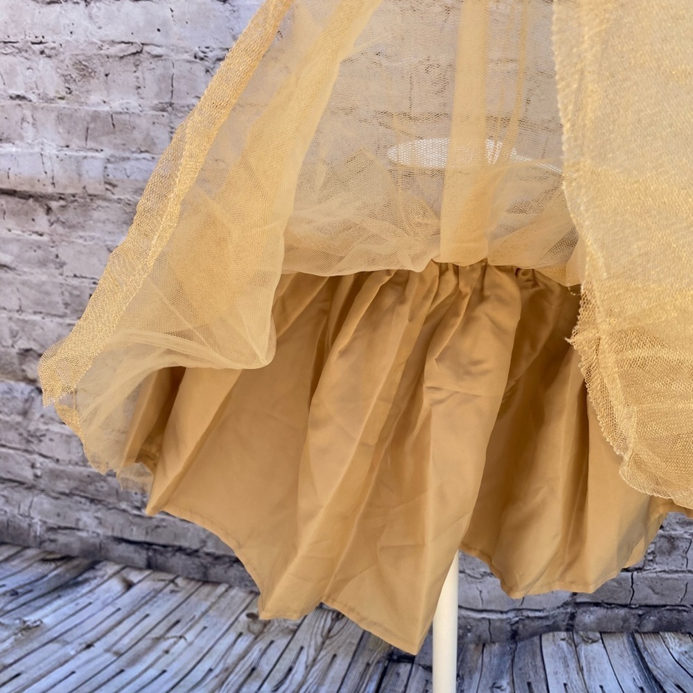 Girls gold Tulle satin waist skirt - Picture 4 of 5